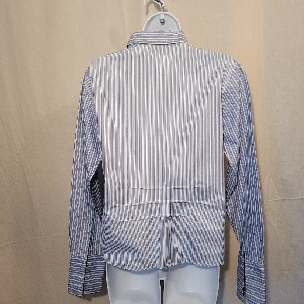 Alara Blue Striped Button Down Long Sleeve Shirt - Picture 6 of 12